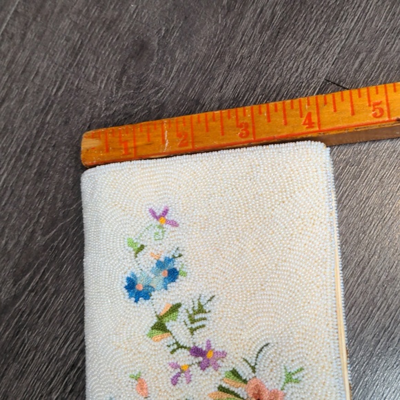 Vintage 50s Spritzer & Fuhrmann Ivory Glass Beaded Wallet Floral Wedding Bridal - Picture 17 of 17